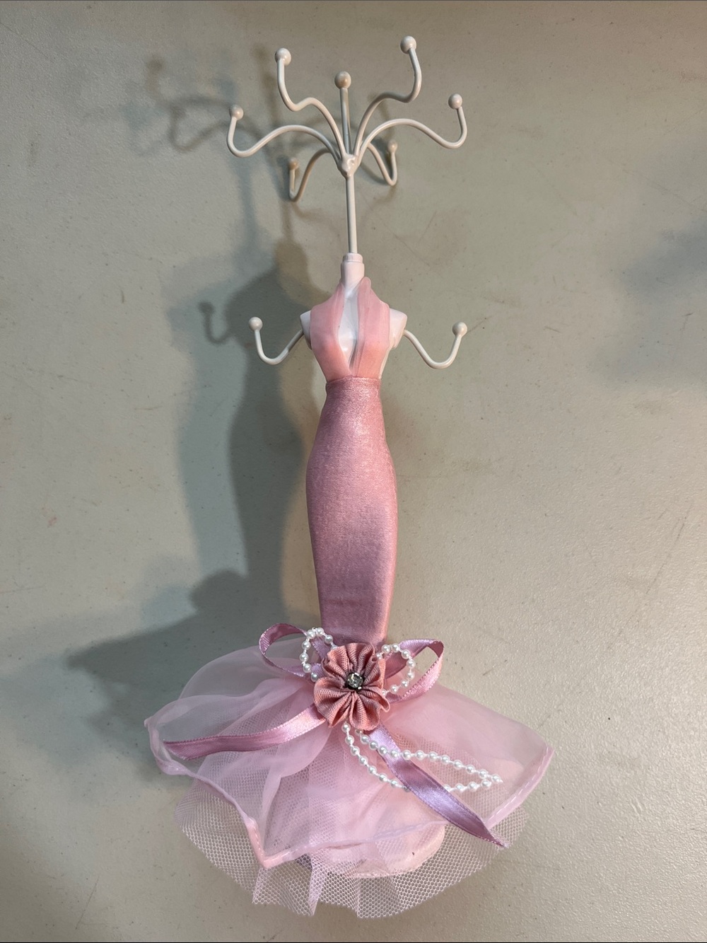 Pink Kids Dress-Shaped Jewelry Stand with Tulle Skirt